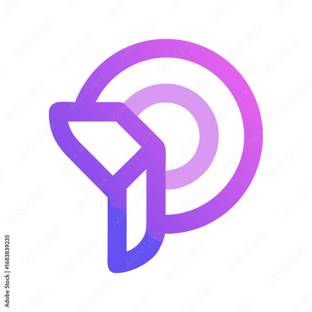 Poster abstract geometric symbol with gradient colors on black background