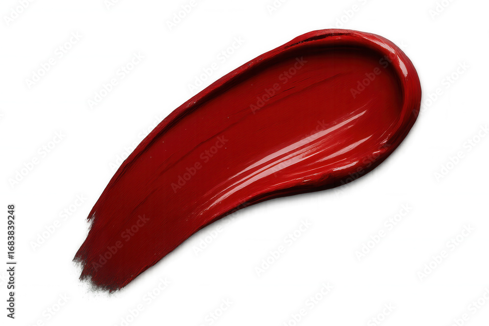 Poster smear of red paint forming a dynamic curved shape, isolated on a transparent background, ideal for c