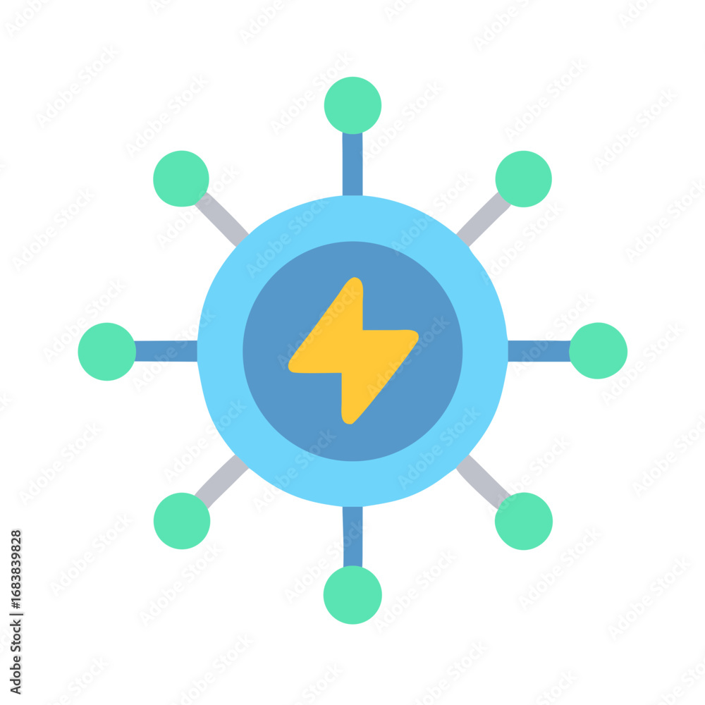 Aufkleber flat vector graphic depicting power network with connection nodes