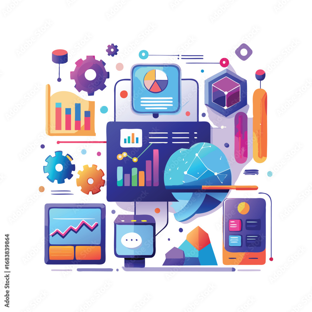 Aufkleber digital data analytics and business intelligence visualization