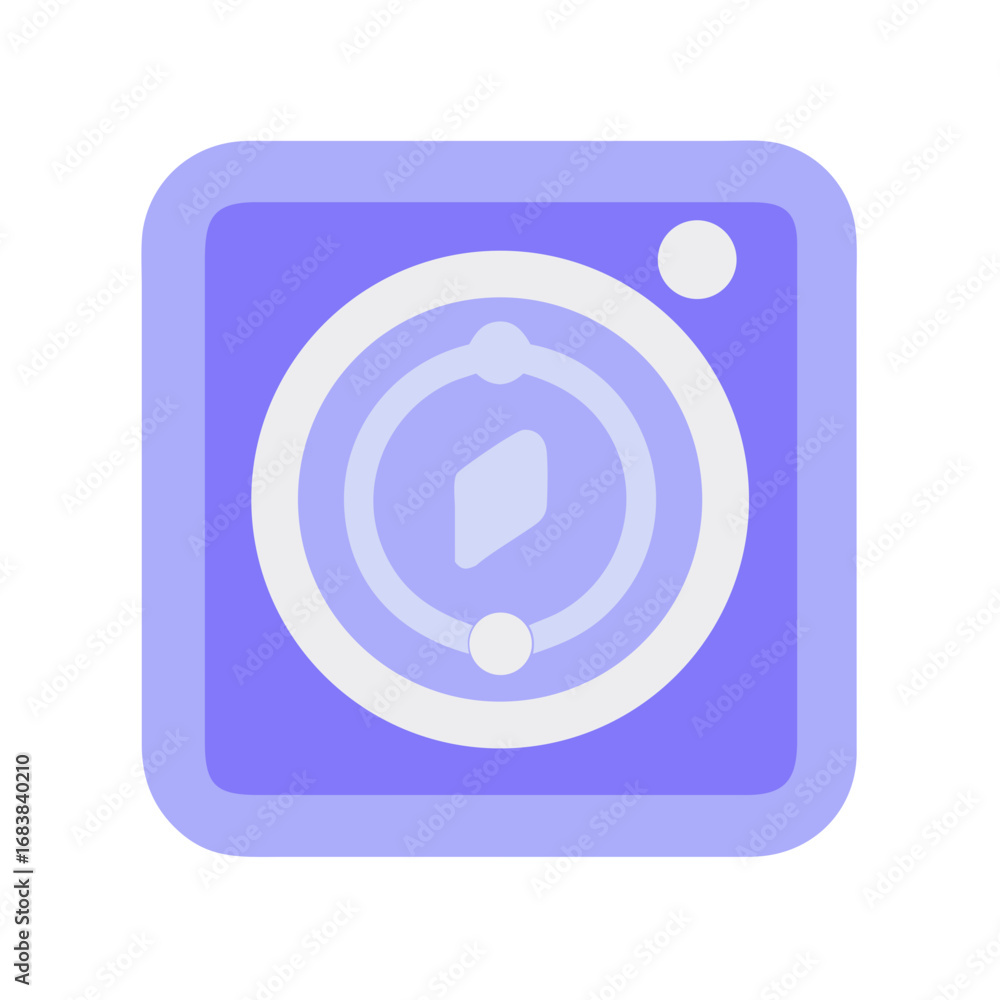 Poster compass navigation symbol in rounded square icon on black background