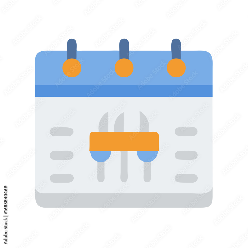 Poster flat design calendar icon with date adjustment setting