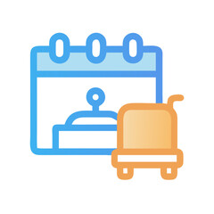 Appointment and transport in a flat vector illustration