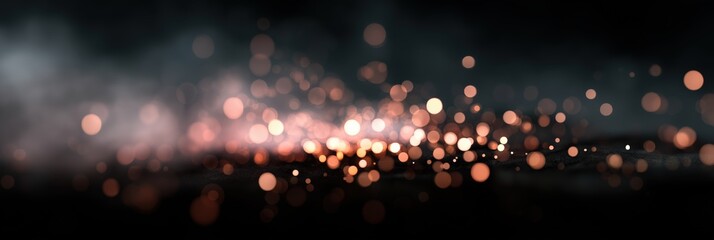 Obraz premium Abstract blurred glowing light bokeh against dark background