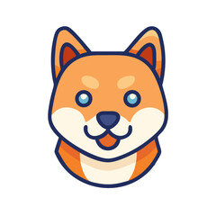 Cartoon Shiba Inu dog head on a black background