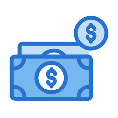 Stylized Money Clip with Coin Illustration in Light Blue