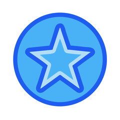 Obraz premium Blue star icon inside a circle with black background