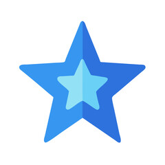 Blue star icon with layers on black background