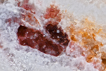 Clear, fluorite and quartz with limonite staining
