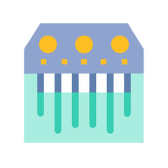 Abstract stylized laboratory experiment with green and yellow colors