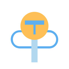 Simple Flat Design Dead End Sign on Black Background