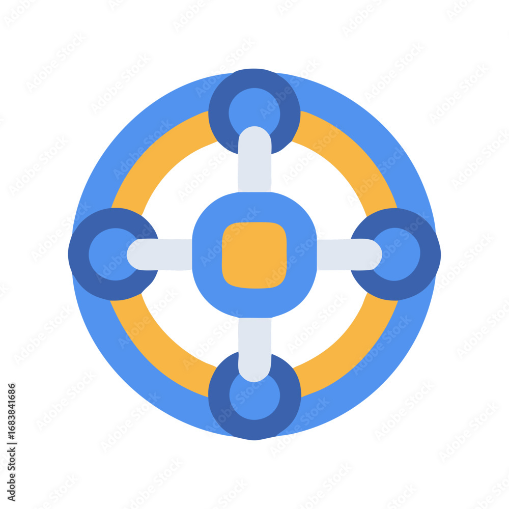 Poster geometric shapes design with circular and square elements