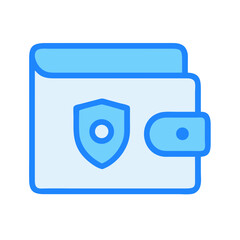 Blue wallet with shield icon representing secure financial transactions