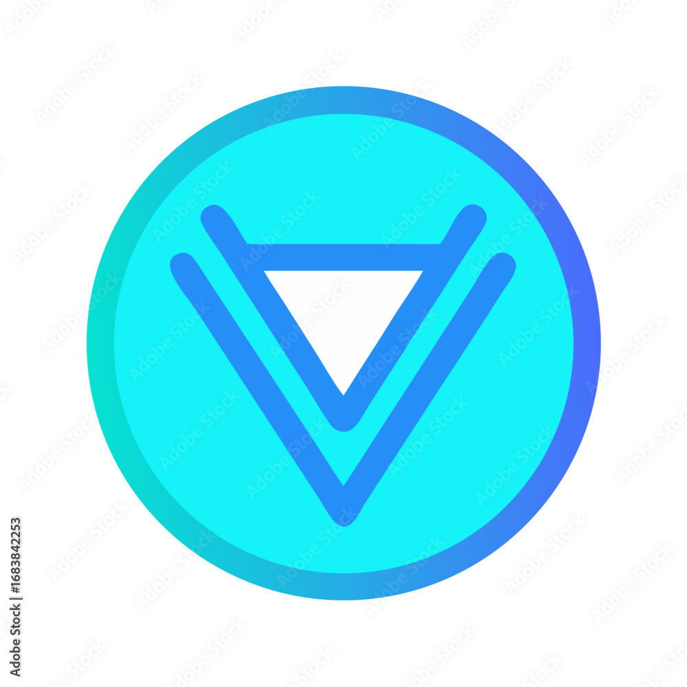 Poster blue gradient circle with triangle symbol in the center