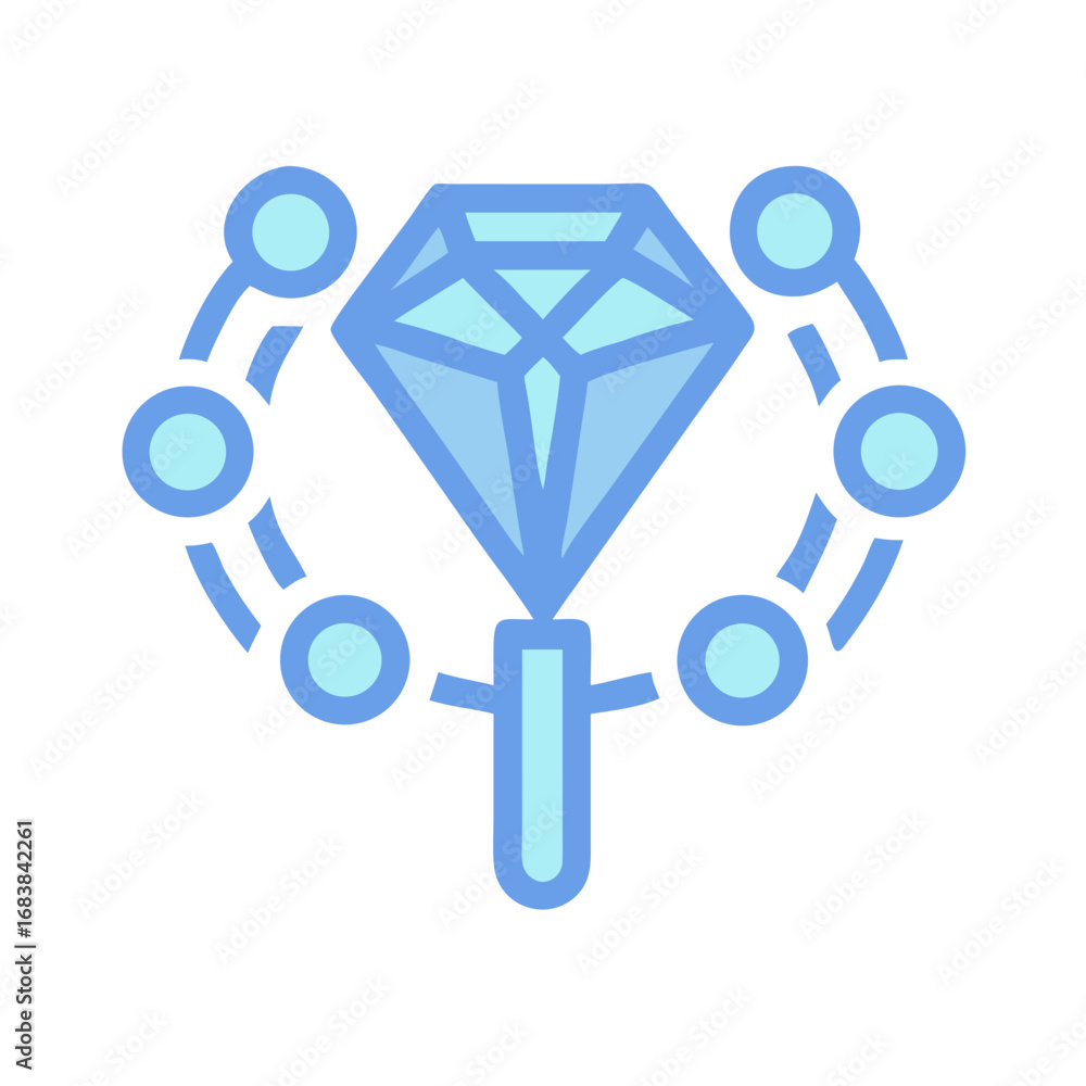 Poster flat design diamond icon with circular network graphic element