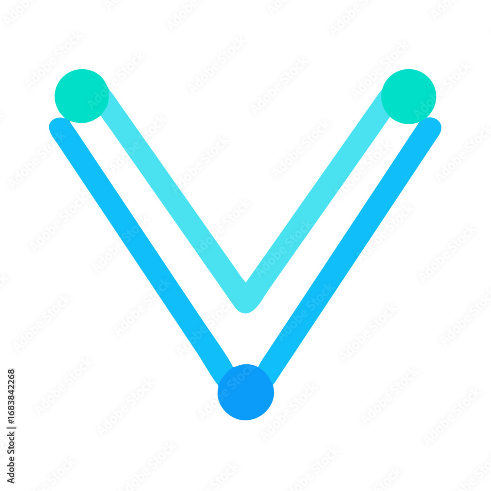 Poster abstract v shape connection with glowing spheres graphic style