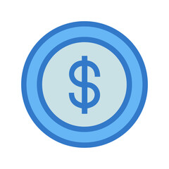 Flat design dollar coin icon on black background image