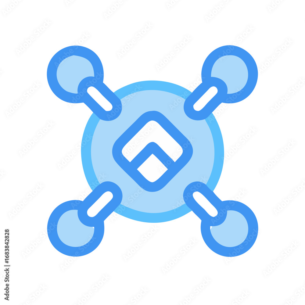 Poster geometric symbol connecting nodes in a circular network