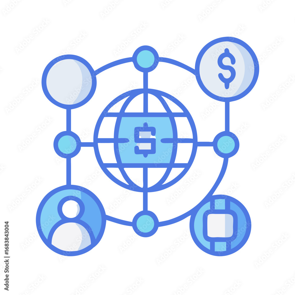 Poster global finance network connecting users in the digital age