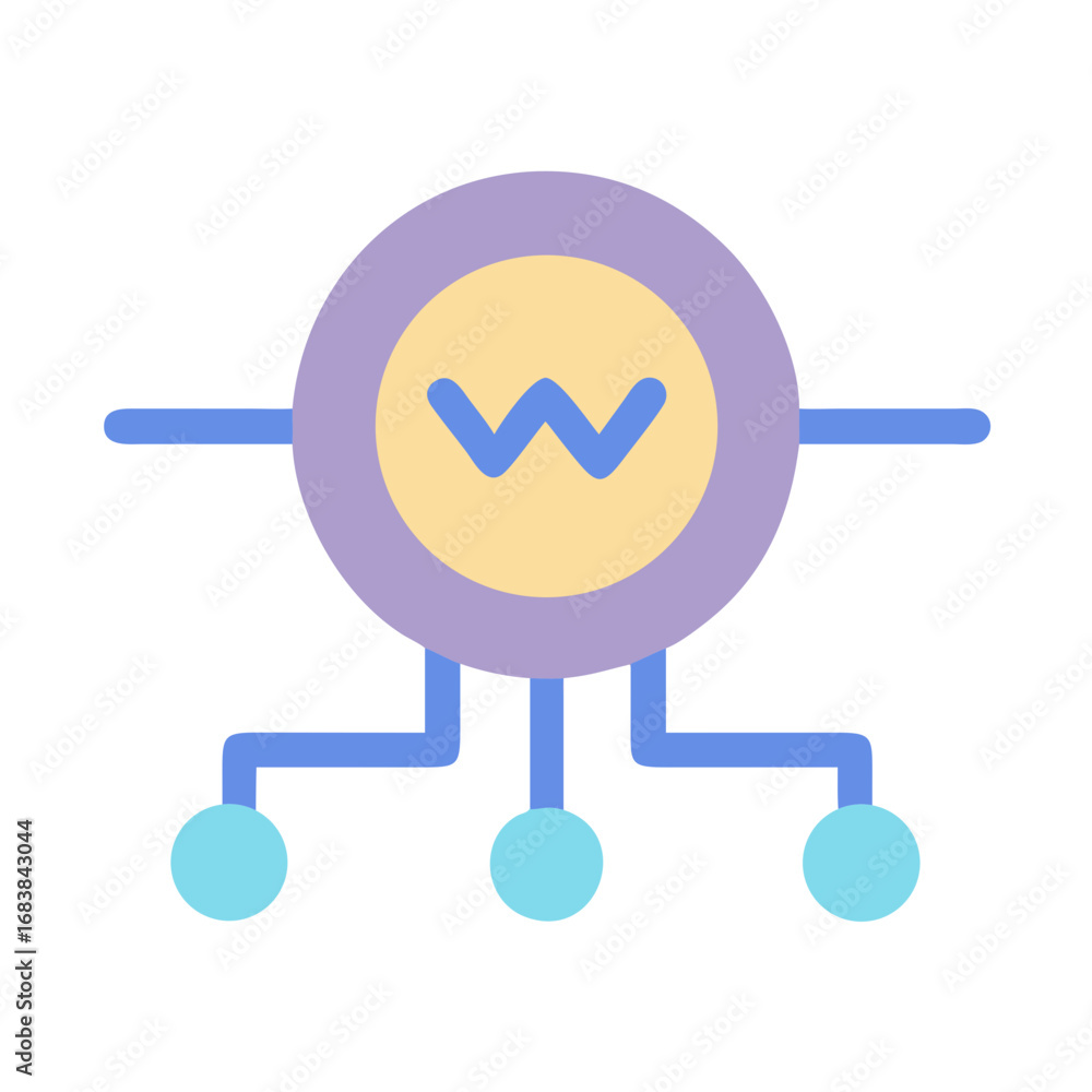 Aufkleber colorful data network icon connecting to multiple endpoints illustration