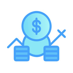 Financial growth icon with chart and dollar coin symbol