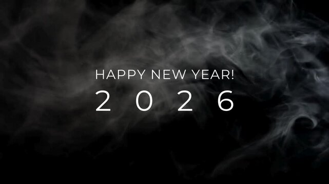 happy new year 2026 dark background white animated smoke abstract 4k your business company video clip design abstract smoke dark 4k background white animated happy new year company video