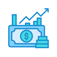 Financial growth illustration with upward trend and money elements