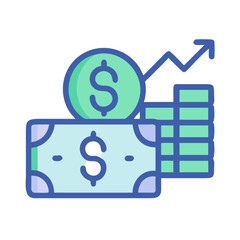 Rising profit flat illustration with blue upswing line