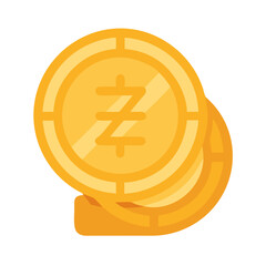 Stack of stylized golden cryptocurrency coins against a black background