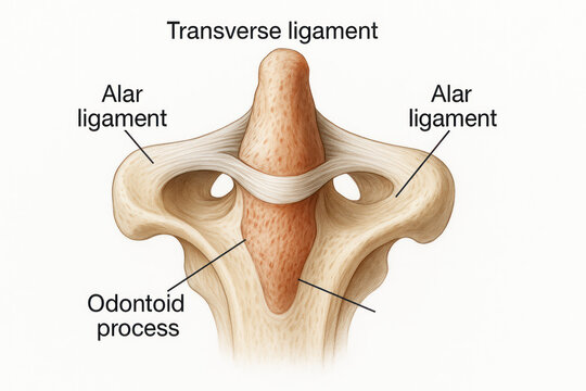 Cervical Spine Anatomy: Transverse, Alar Ligaments, and Odontoid Process - Illustration