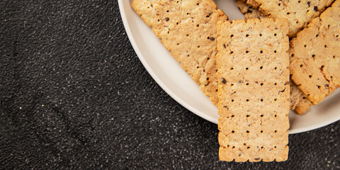 cracker whole grain healthy food durum wheat cookies tasty snack fresh delicious gourmet food background on the table rustic top view copy space
