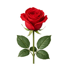 Naklejka premium Single Red Rose with Stem Transparent PNG Isolated Object