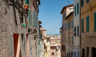 In the streets of Siena: Via di Vallerozzi at Siena, Toscana, Italy