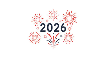 New year celebration with fireworks and date twenty twenty six