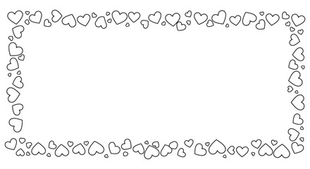A black line drawing of a heart border on a white background