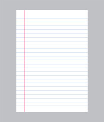 Vector wide ruled notebook page template