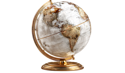  white and gold globe, transparent background