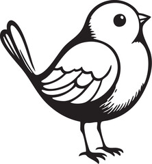 Obraz premium Cute simple small bird hand-drawn illustration 