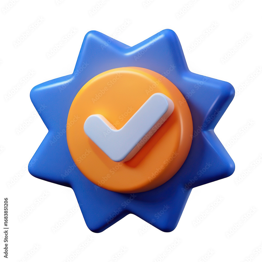 Poster 3d realistic checkmark badge approval stamp modern design isolated graphic element transparent backg
