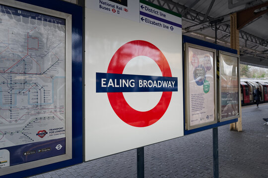 Ealing Broadway train station. London public transport. Ealing Broadway station, London, UK - March 20, 2024.