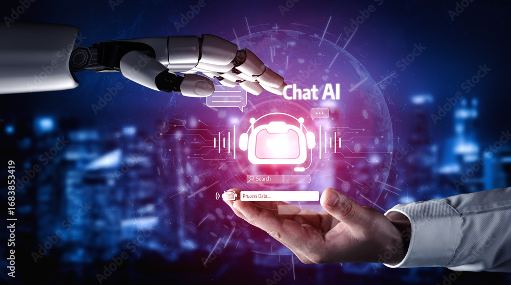 Poster ai assistant brain processor with llm technology, big data, machine learning, generative ai for busi