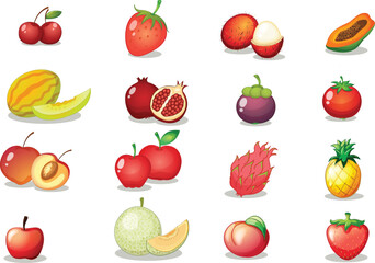 set of fruits and berries