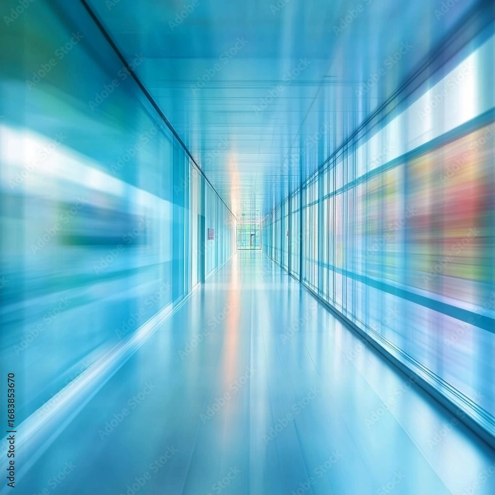 Poster elegant and modern hallway featuring an abstract blur effect that creates a sense of motion and dept