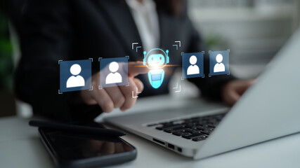 AI is selected to replace human employees, illustrating automation and workforce transformation...