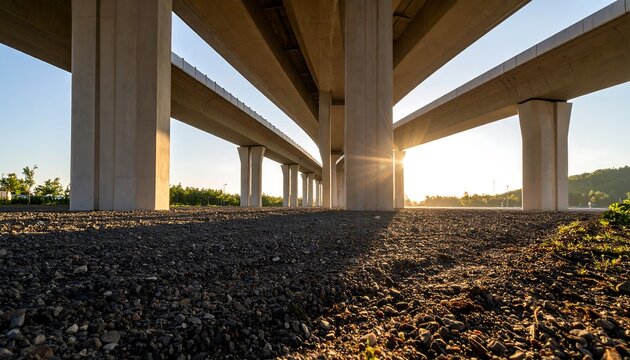Concrete Overpass Bridge Construction with Sunlight Architecture