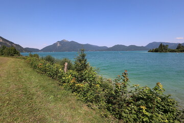 Panoramic view of Walchensee Lake Bavaria Germany