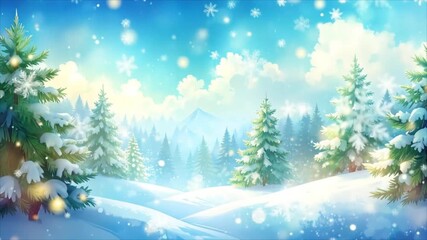 Snowy forest winter wonderland illustration - Powered by Adobe