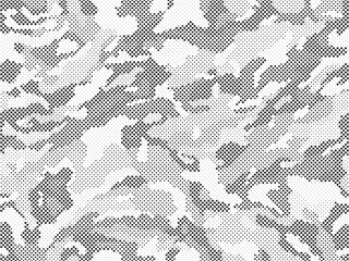 Abstract halftone seamless camouflage pattern. Repeating digital dotted hexagonal camo military texture background. Abstract modern fabric textile ornament. Vector illustration.
