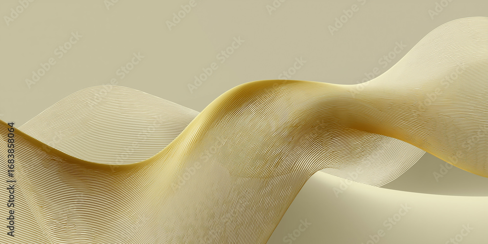 Poster flowing golden ribbons create elegant curves with sophisticated textural lines.