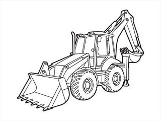 Naklejka premium Heavy Construction Vehicle Excavating Soil with Loader